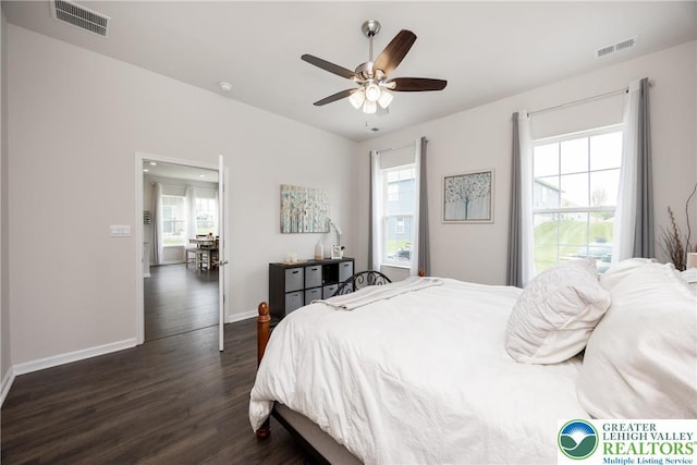 7911 Schaefer Crst, Upper Macungie Twp, PA 18031 - bedroom featuring dark wood-style floors, baseboards, and ceiling fan