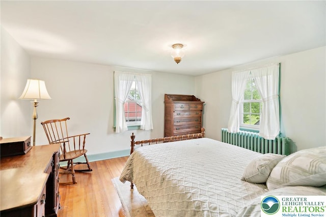 1132 Upperstump Rd, Hilltown Twp, PA 18914 - bedroom featuring radiator, multiple windows, and light wood-type flooring