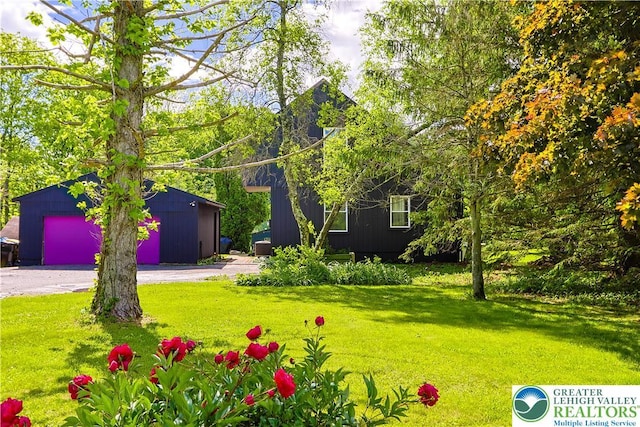 2671 Community, Moore Twp, PA 18014 - view of grassy yard featuring a garage and an outbuilding