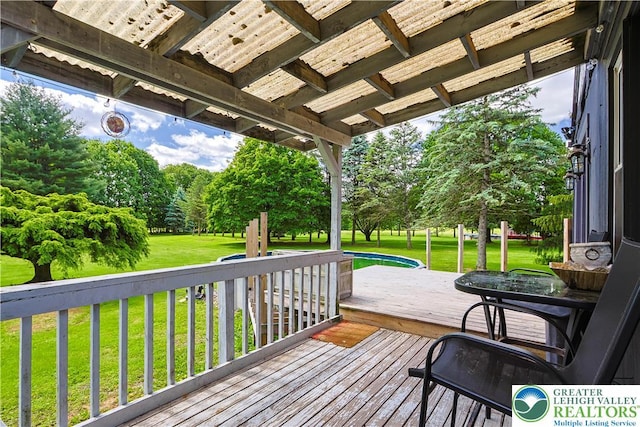 2671 Community, Moore Twp, PA 18014 - wooden deck with view of scattered trees and a lawn