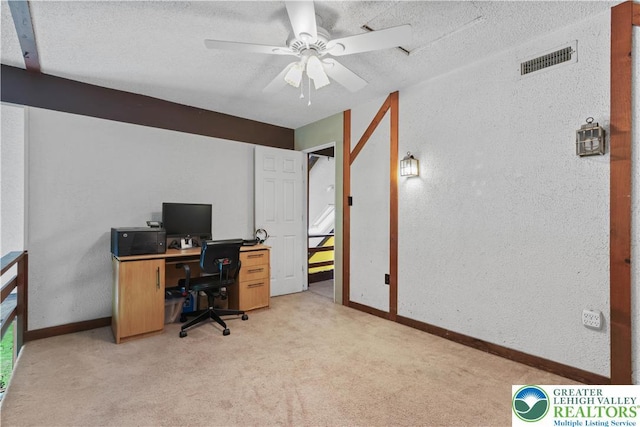 2671 Community, Moore Twp, PA 18014 - office space featuring light colored carpet, a ceiling fan, baseboards, and a textured wall