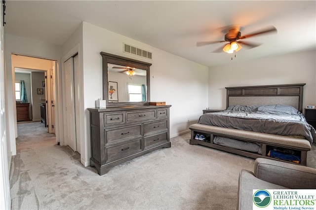 1411 Howard Ln, Palmer Twp, PA 18045 - bedroom with light colored carpet, baseboards, and ceiling fan