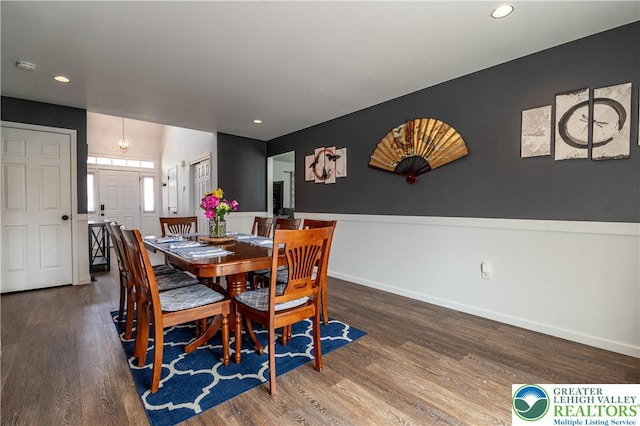 1411 Howard Ln, Palmer Twp, PA 18045 - dining room with wood finished floors, recessed lighting, and baseboards