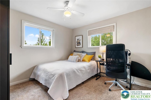 201 S 15th St, Emmaus Borough, PA 18049 - bedroom featuring carpet flooring, baseboards, and a ceiling fan