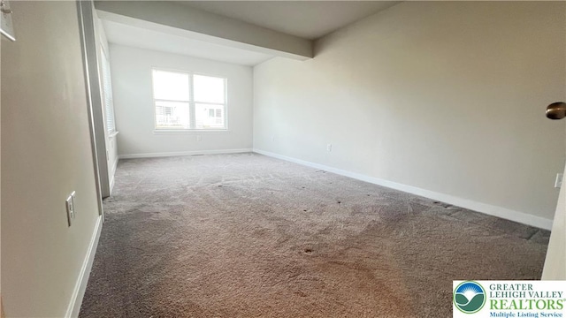 4904 Brookside Ct, Upper Saucon Twp, PA 18036 - unfurnished room with carpet floors, baseboards, and beamed ceiling