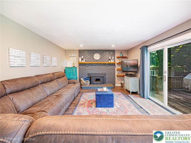 5054 Rainbow Ct, Lower Macungie Twp, PA 18106 - living room with wood finished floors, a fireplace, and recessed lighting