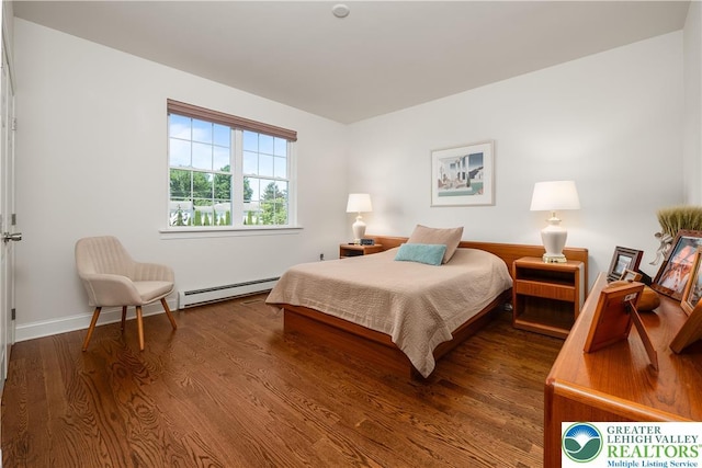 222 Danbury Dr, Bushkill Twp, PA 18064 - bedroom with a baseboard radiator, wood finished floors, and baseboards