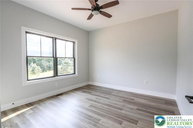 448 Long Lane Rd, Lehigh Twp, PA 18088 - unfurnished room with ceiling fan, wood finished floors, and baseboards
