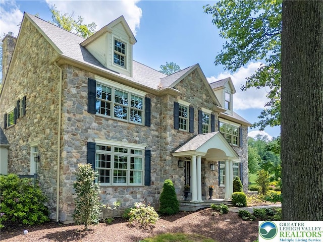 5355 Saucon Ridge Rd, Upper Saucon Twp, PA 18036 - view of front of property featuring stone siding and roof with shingles