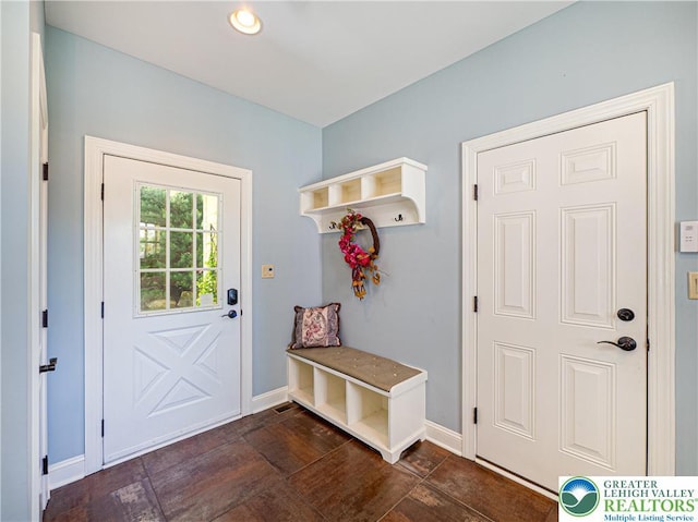 5355 Saucon Ridge Rd, Upper Saucon Twp, PA 18036 - mudroom with baseboards and dark wood-style flooring