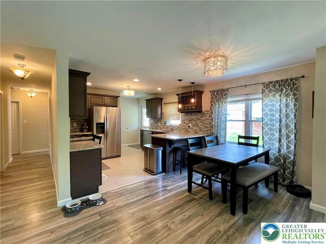 938 N Broad St, Allentown City, PA 18104 - dining room with light wood-type flooring, baseboards, and recessed lighting