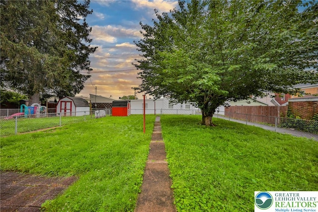 30 S 16th St, Wilson Boro, PA 18042 - yard at dusk featuring a storage unit