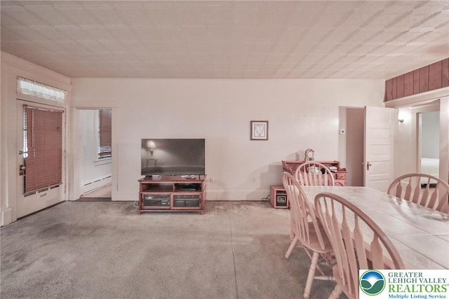 30 S 16th St, Wilson Boro, PA 18042 - carpeted dining space featuring baseboards and a baseboard radiator