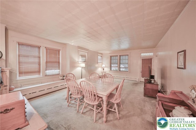 30 S 16th St, Wilson Boro, PA 18042 - dining space with light carpet and a baseboard radiator