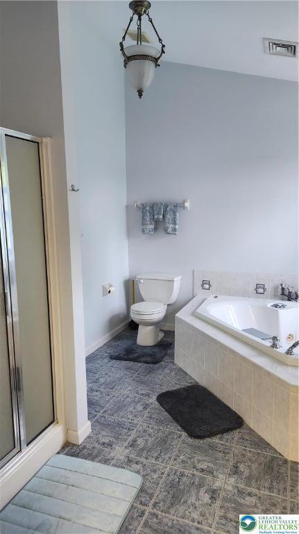 391 W Mayfield Cir, Lower Nazareth Twp, PA 18020 - full bathroom with a bath, a stall shower, toilet, and baseboards