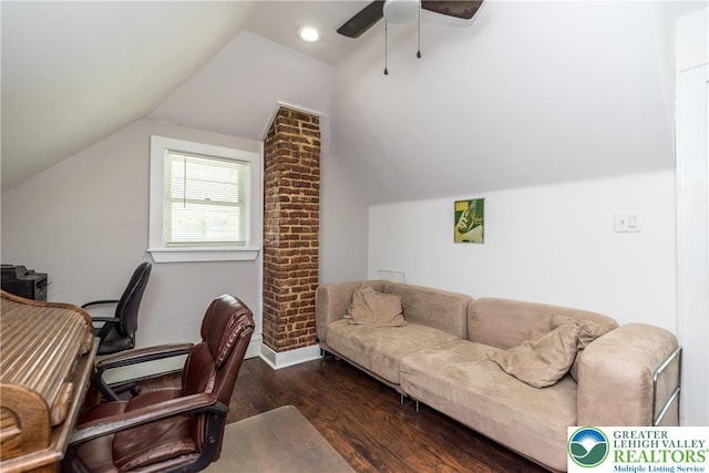 2104 Schwab Ave, Lower Saucon Twp, PA 18015 - office area with wood finished floors, ceiling fan, lofted ceiling, baseboards, and recessed lighting