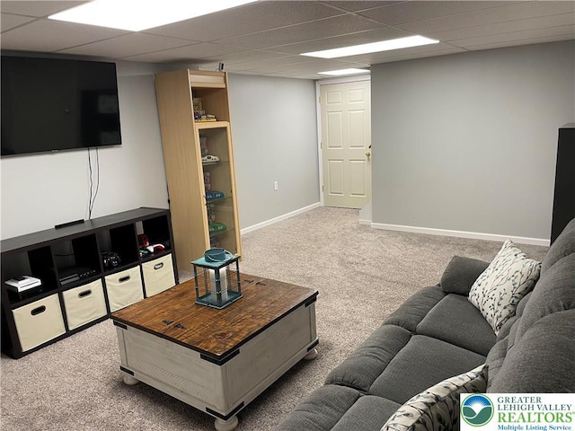968 Renaldi Rd, Bushkill Twp, PA 18091 - living area featuring carpet floors, baseboards, and a drop ceiling