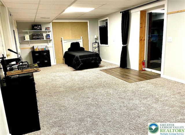 968 Renaldi Rd, Bushkill Twp, PA 18091 - bedroom with carpet floors, a drop ceiling, and baseboards