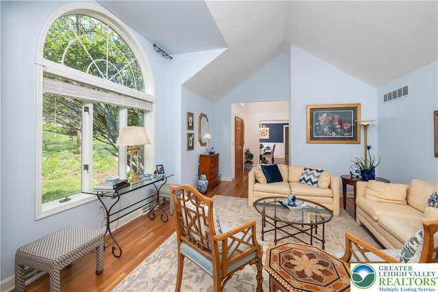 1560 Surrey Rd, Lower Saucon Twp, PA 18015 - living area featuring high vaulted ceiling and light wood-style floors