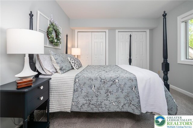 1560 Surrey Rd, Lower Saucon Twp, PA 18015 - bedroom with two closets, carpet floors, and baseboards