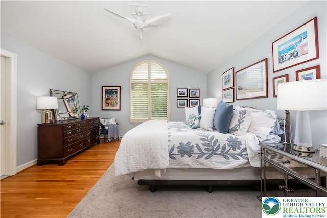 1560 Surrey Rd, Lower Saucon Twp, PA 18015 - bedroom featuring lofted ceiling, wood finished floors, and a ceiling fan