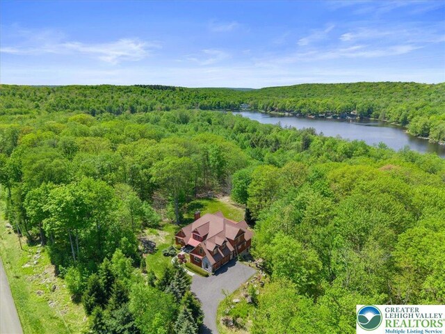 127 Timber Lake Dr, Barrett Twp, PA 18325 - drone / aerial view of a heavily wooded area and a nearby body of water