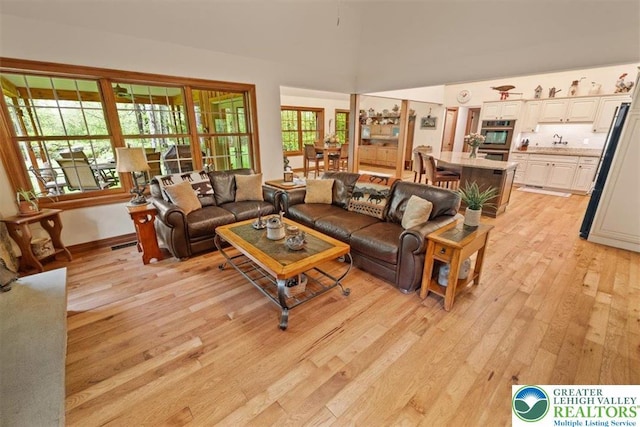 127 Timber Lake Dr, Barrett Twp, PA 18325 - living room with light wood-style floors and baseboards