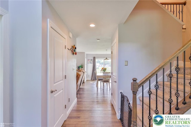 217 E Dell Rd, Moore Twp, PA 18014 - corridor featuring wood finished floors, recessed lighting, baseboards, and stairway