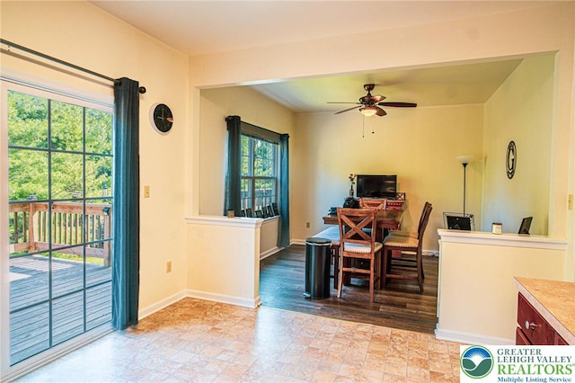 4 Hillside Ct, Easton, PA 18045 - dining space with ceiling fan and baseboards