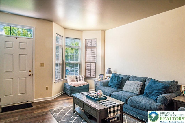 4 Hillside Ct, Easton, PA 18045 - living room featuring dark wood-type flooring and baseboards