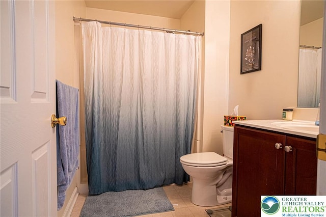 4 Hillside Ct, Easton, PA 18045 - full bath featuring vanity, tile patterned flooring, toilet, and a shower with curtain