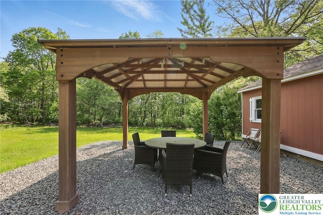 116 Peechatka, Pocono Twp, PA 18332 - view of patio / terrace featuring outdoor dining space and a gazebo