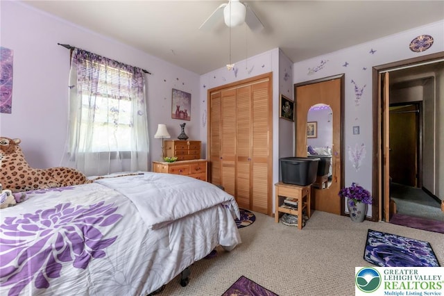 150 Lehigh St, Franklin Twp, PA 18235 - bedroom featuring a closet, carpet, and a ceiling fan