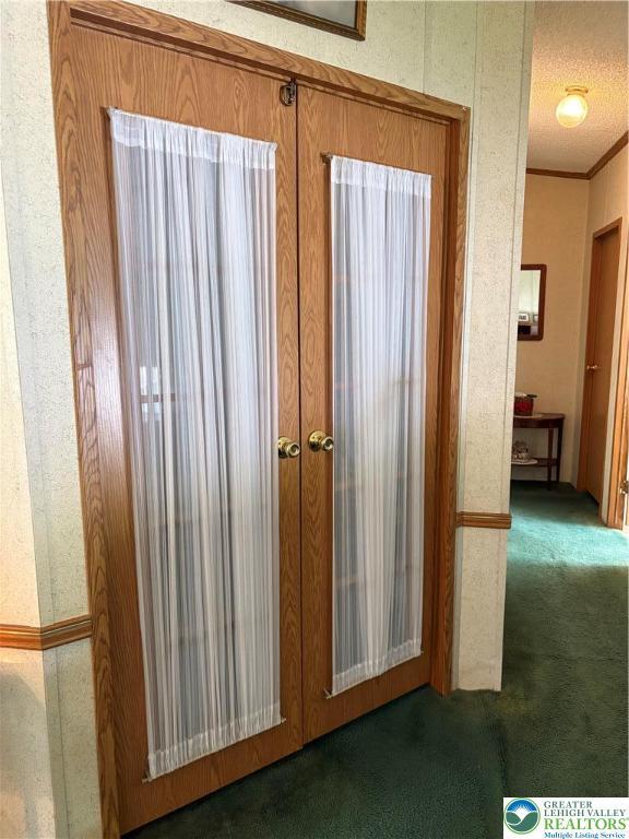 10188 Cork Ln, Upper Macungie Twp, PA 18031 - detailed view of carpet flooring, french doors, and ornamental molding