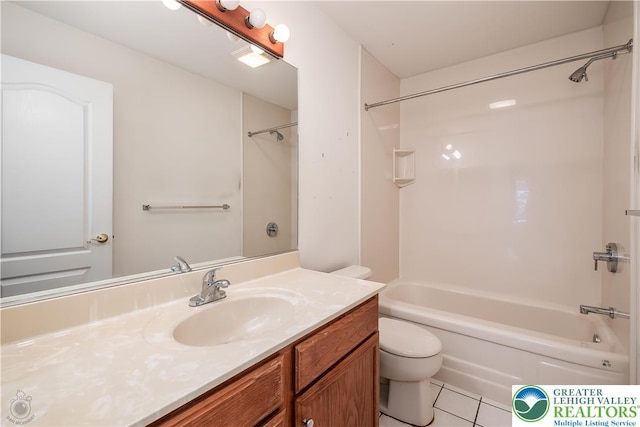 730 Buttermilk Rd, Williams Twp, PA 18055 - bathroom with toilet, vanity, washtub / shower combination, and tile patterned flooring