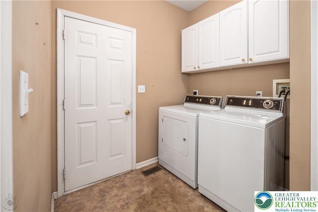 730 Buttermilk Rd, Williams Twp, PA 18055 - washroom featuring washing machine and dryer, cabinet space, and baseboards