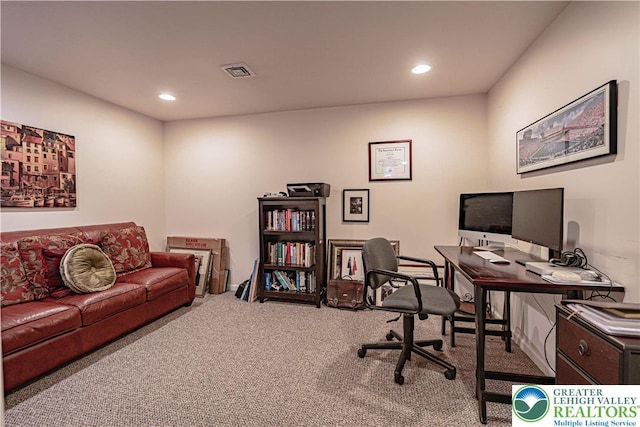 697 Ryan Dr, South Whitehall Twp, PA 18103 - office area featuring carpet floors and recessed lighting