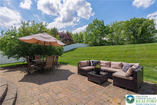 697 Ryan Dr, South Whitehall Twp, PA 18103 - view of patio with an outdoor hangout area and outdoor dining space