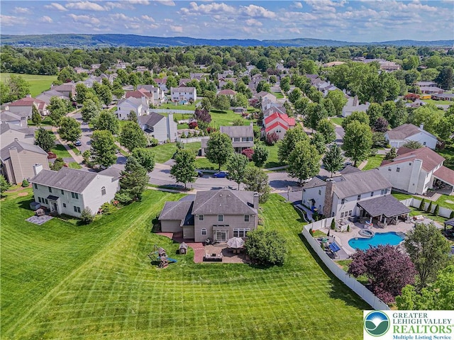 697 Ryan Dr, South Whitehall Twp, PA 18103 - aerial perspective of suburban area featuring a pool area