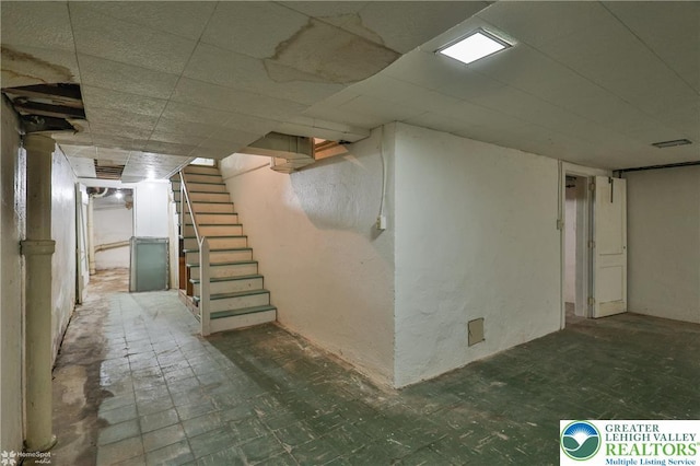 145 N Main St, Allentown City, PA 18104 - finished below grade area with stairs and tile patterned floors