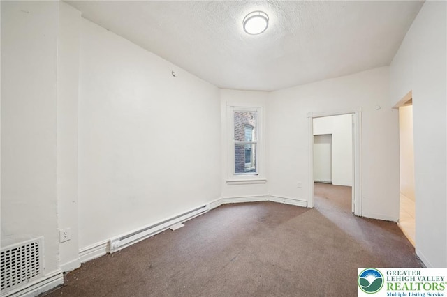 605 N 9th St, Allentown City, PA 18102 - unfurnished room featuring carpet flooring, a baseboard radiator, a textured ceiling, and baseboards