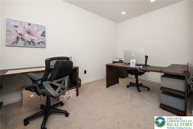 1043 Lisa Ln, Palmer Twp, PA 18045 - carpeted home office featuring baseboards and recessed lighting