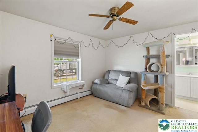 4 Davis St, Luzerne, PA 18706 - sitting room with ceiling fan and carpet