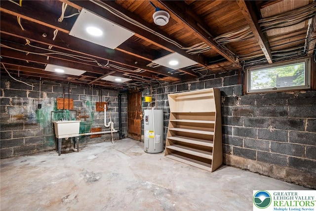 541 Elm St, Emmaus Borough, PA 18049 - below grade area featuring electric water heater and a sink