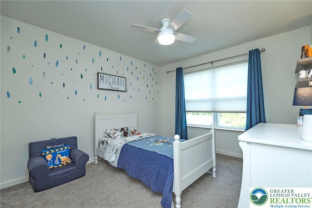 1404 Waverly Ave, Easton, PA 18040 - bedroom with carpet, baseboards, and a ceiling fan