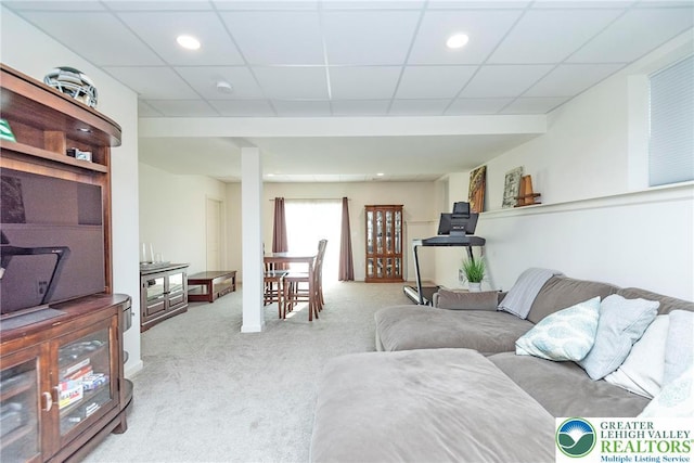 1404 Waverly Ave, Easton, PA 18040 - living room featuring carpet floors, recessed lighting, and a drop ceiling