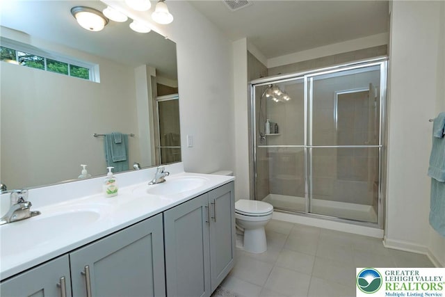 1404 Waverly Ave, Easton, PA 18040 - full bath with toilet, tile patterned flooring, double vanity, and a stall shower