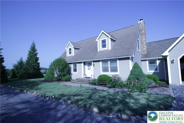 472 Bauer Rd, Moore Twp, PA 18014 - cape cod-style house featuring a chimney and a shingled roof
