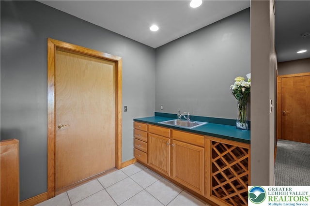 3353 Spring Valley Rd, Washington Twp, PA 18080 - bar with a sink, light tile patterned floors, and recessed lighting