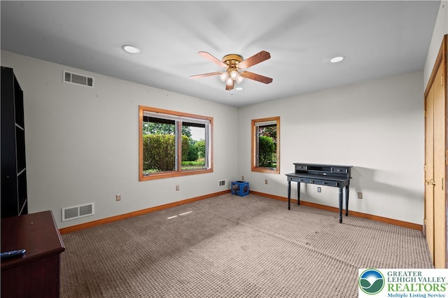 3353 Spring Valley Rd, Washington Twp, PA 18080 - unfurnished bedroom with baseboards, carpet flooring, recessed lighting, and a ceiling fan